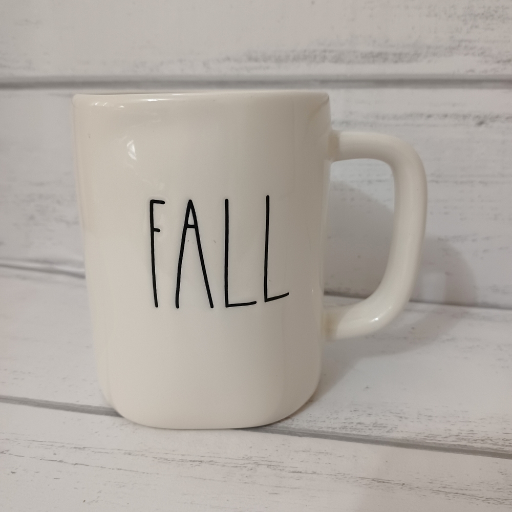 Rae Dunn ‘Fall’ All White Handcrafted Coffee Tea Mug Artisan Collection